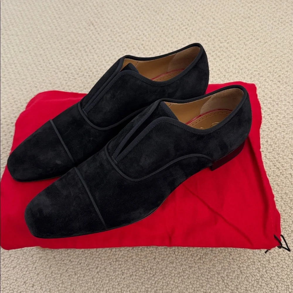NWT-Christian Louboutin Black Suede Loafers - Picture 2 of 8